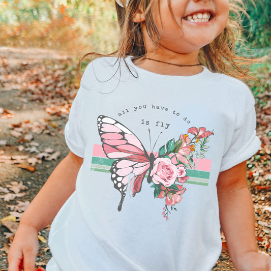 Fly Butterfly ~  Youth Girls Shirt or Sweatshirt